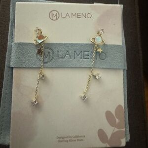 La Meno Gold and Silver Planet Drop Earrings